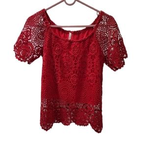 Red crochet blouse